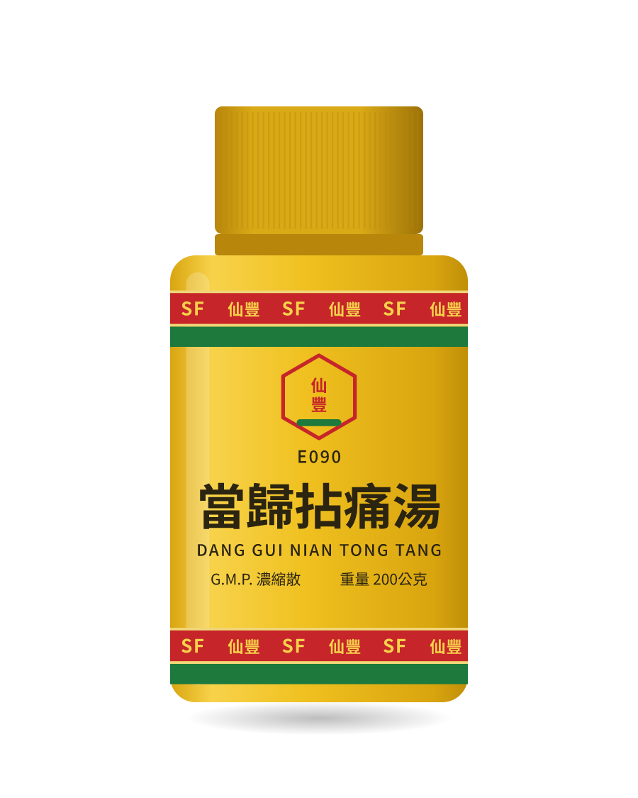 Illustration of a 200g bottle of 當歸拈痛湯 (Dang Gui Nian Tong Tang)