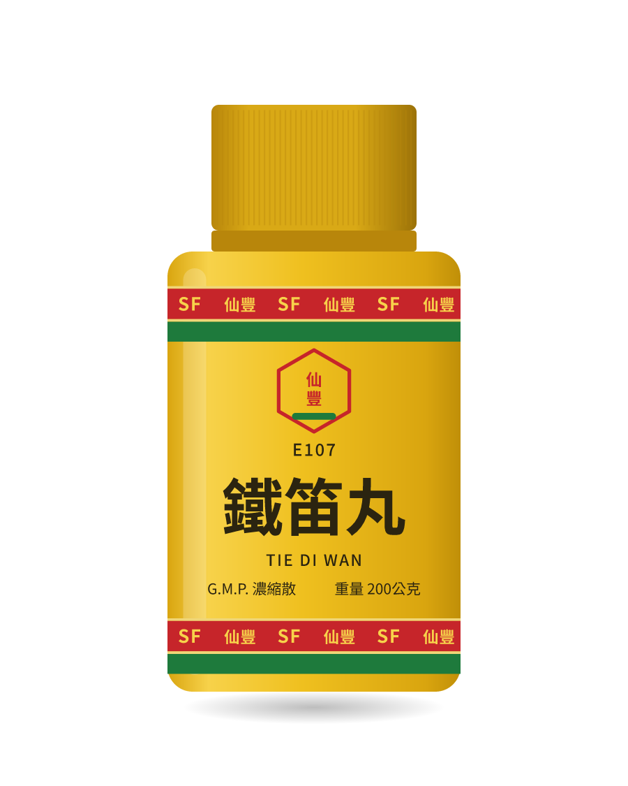 Illustration of a 200g bottle of 鐵笛丸 (Tie Di Wan)